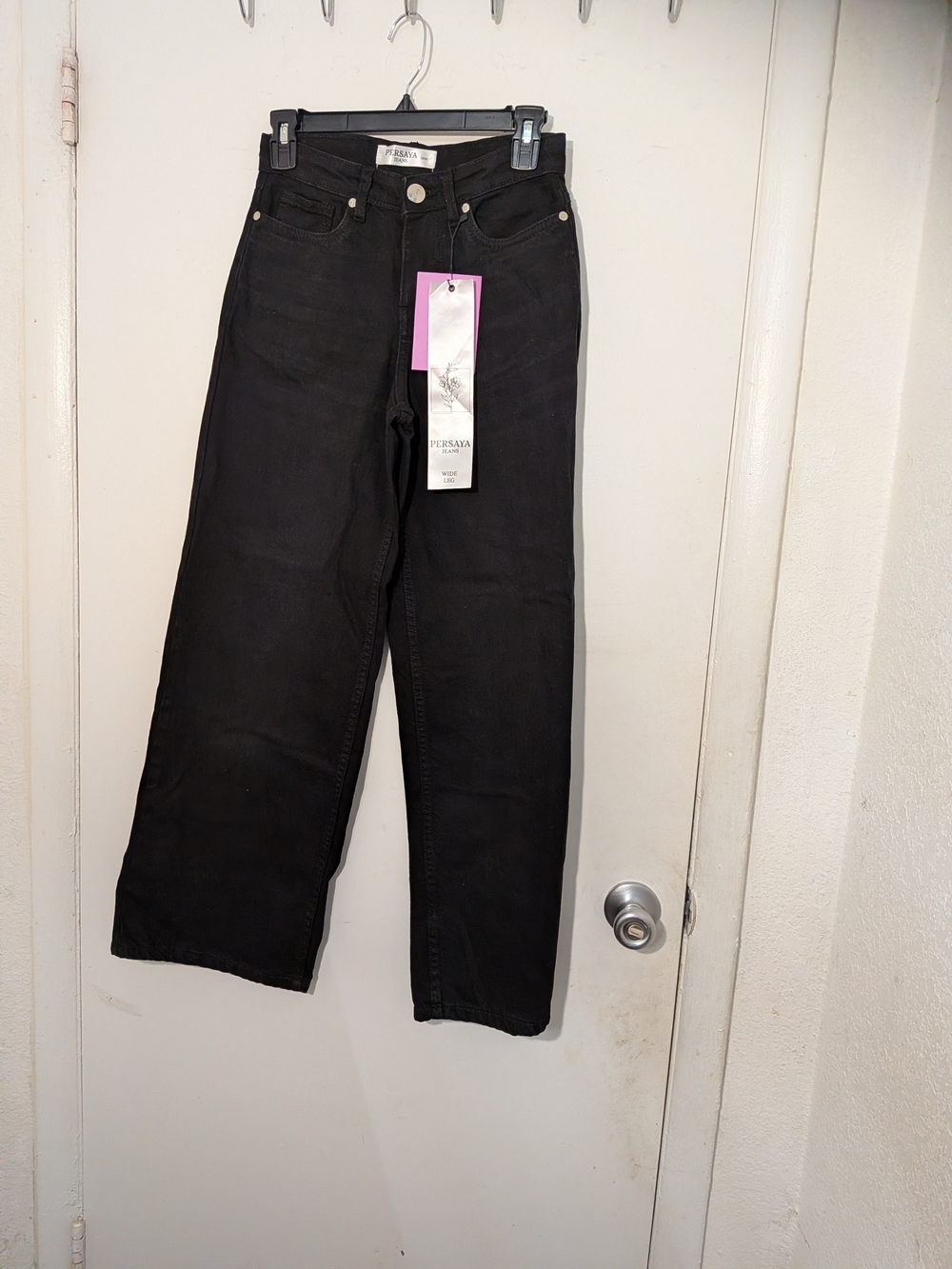Persaya Black High-Rise Straight Leg Jeans